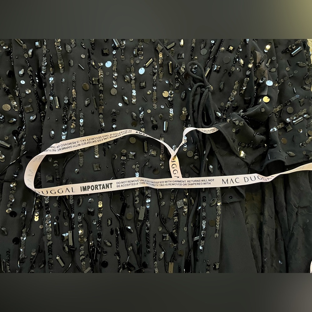 🖤MAC DUGGAL 94044 Beaded Cape Sleeve Dress: Black Sequin Mini❤️‍🔥SOLD OUT ONLINE - Picture 12 of 14